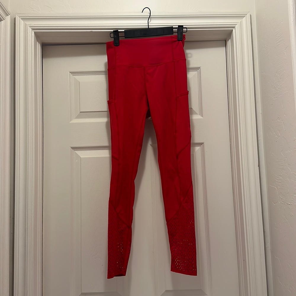 Red workout leggings